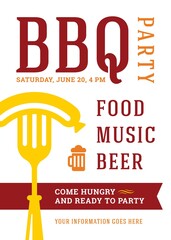 Barbecue party invitation flyer or poster design vector template