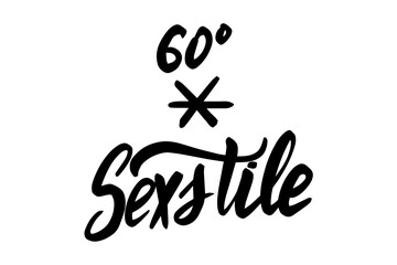 vector hand drawn brush ink illustration of sextile astrological