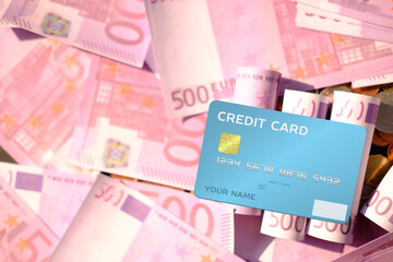 Poster - Holding credit card and finance and investment concept