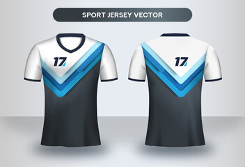 Poster - Football Jsersey design template. Soccer club uniform T-shirt front and back view.