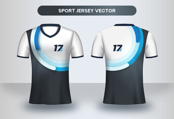 Wall Mural - Football Jsersey design template. Soccer club uniform T-shirt front and back view.