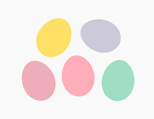 Wall Mural - Easter eggs collection in bright pastel colors. Vector illustration.