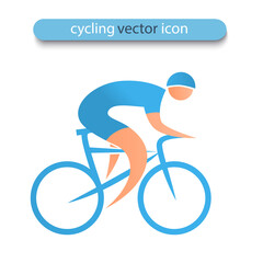 Wall Mural - Cycling vector icon. Vector flat design illustration isolated on white background.