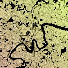 Brisbane, Queensland, Australia (AUS) - Urban Vector City Map With Parks, Rail And Roads, Highways, Minimalist Town Plan Design Poster, City Center, Downtown, Transit Network, Street Blueprint