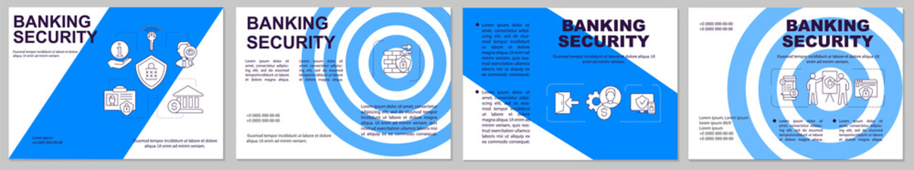 Banking security brochure template. Improving financial security. Flyer, booklet, leaflet print, cover design with linear icons. Vector layouts for magazines, annual reports, advertising posters