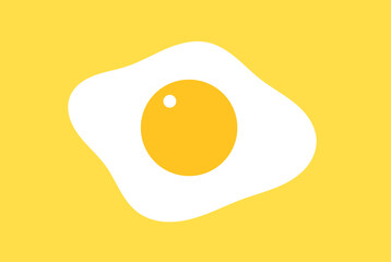 Wall Mural - fried egg icon on yellow background. breakfast egg. vector illustration.