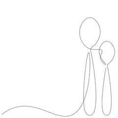 Wall Mural - Spoon silhouette line drawing, vector illustration