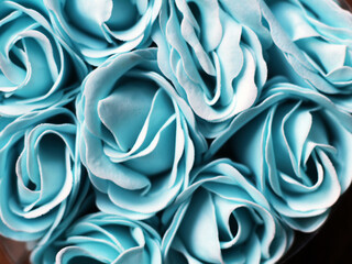 Wall Mural - Soap in the shape of a blue flowers