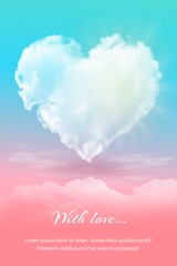 Wall Mural - postcard with a heart in the clouds.