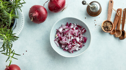 Poster - bowl of chopped red onions