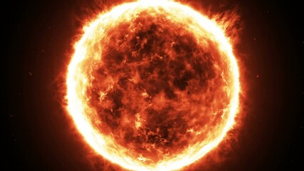 Wall Mural - burning solar surface with prominences and glowing sparks on the black starry space sky.