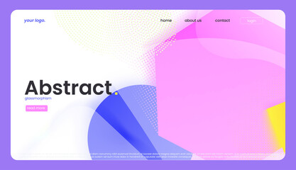 Poster - The modern abstract landing page design with colorful shape. A minimal trendy banner. A vector abstract glassmorphism background.