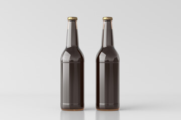 Wall Mural - Two beer bottles 500ml mock up on white background.