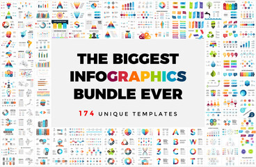 the biggest vector infographics bundle. 174 presentation slide templates - from diagrams, charts or 