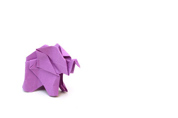 Wall Mural - A violet origami elephant