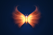 Magical Fire Butterfly, Composed From Light Particles. Vector Illustration.