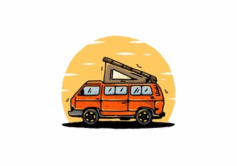 Wall Mural - hand drawing style of camper van