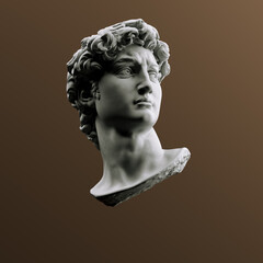 head of statue, david sculpture bust, 3d rendering