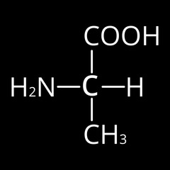 Wall Mural - Alanine is an amino acid. Chemical molecular formula Alanine amino acid. Vector illustration on isolated background