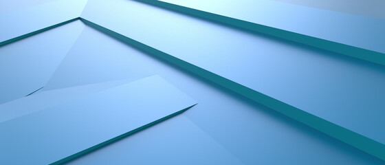 Aufkleber - Abstract background Futuristic. Origami Paper and Graphic Design Geometry Line Art on blue. banner, copy space, illusions - 3d rendering
