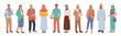 Modern muslim people, businessman and businesswoman isolated flat cartoon people set. Vector arabians in national and casual cloth, entrepreneurs from middle east, uae citizen in hijab or headscarf