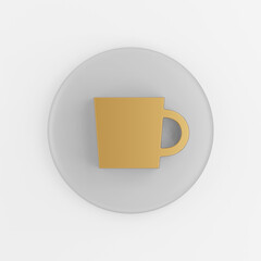 Poster - Gold flat cup icon. 3d rendering gray round key button, interface ui ux element.