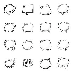 Poster -  Pack of Speech Bubbles Linear Icons 