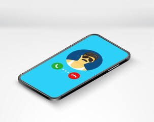 Poster - Calling on the phone. Smartphone with calling man. Isometric vector illustration