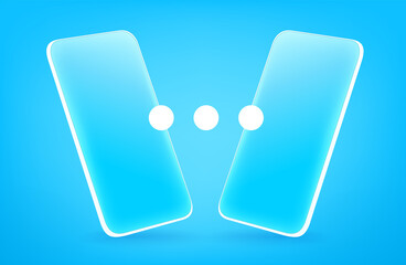 Poster - Connecting via modern smartphones. 3d comic style vector llustration