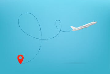 Aufkleber - Modern aircraft path. Summer travel vector illustration