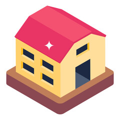 Sticker - 
House in isometric editable icon

