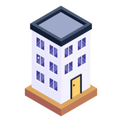 Wall Mural - 
Hostel in isometric editable icon

