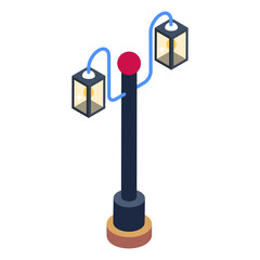 Poster - 
Street light in isometric trendy icon 

