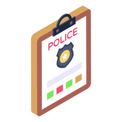 Canvas Print - 
Police complaint in isometric icon, trendy vector 

