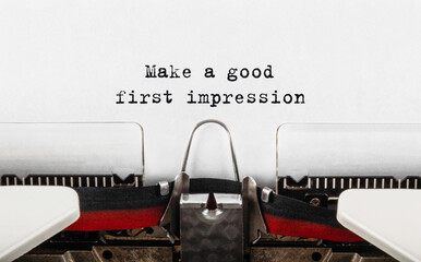 Aufkleber - Text Make a good first impression typed on retro typewriter