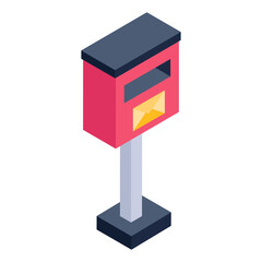 Canvas Print - 
Trendy unique isometric style icon of postbox 

