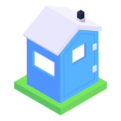 Sticker - 
Plaza in isometric editable icon

