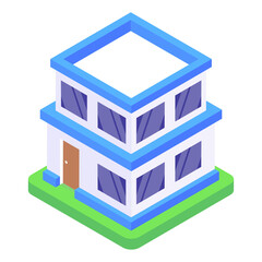 Sticker - 
Plaza in isometric editable icon

