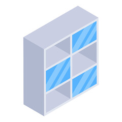 Sticker - 
An isometric design icon of shelves almirah 

