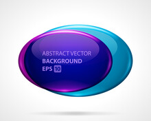 Abstract Geometric Ovals Vector Template Background. Two Glass Discs With Violet And Blue Bright Gradient.