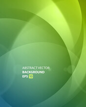 Abstract Green Swirl Circles Vector Background. Digital Shapes Geometric Balls With Spectacular Gradient.