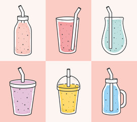 Poster - six smoothies icons