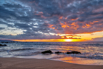 Sticker - Sunset on Wailea Beach, Maui, Hawaii, USA.