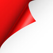 © 32 pixels - Red paper curl. Curled page corner with shadow. Blank sheet of paper. Colorful shiny foil. Design element for advertising and promotion. Vector illustration.