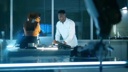 Wall Mural - african scientist is working in the robotics laboratory