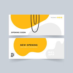 Wall Mural - We are open again background template. Shop free of covid 19 background template. Modern banner design, Abstract shapes Vector