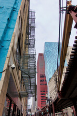 Sticker - Usa, Illinois, Chicago, The Loop, El (elevated train) and fire escapes