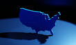 USA map glossy background in blue backlight