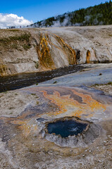 Boiling water bubbler Geyser. Active geyser with major eruptions. Yellowstone NP, Wyoming, US