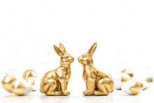 Golden Bunnies Easter Eggs Decoration